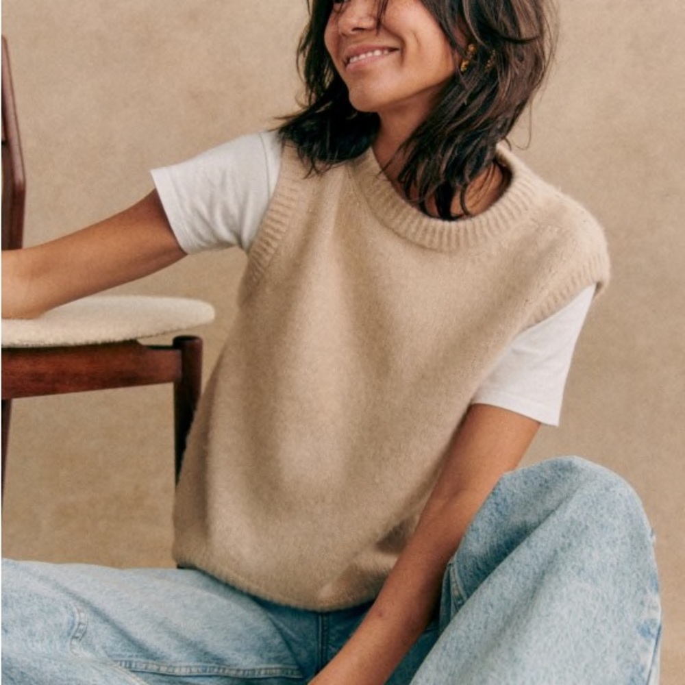 Sezane sleeveless Samuel sweater in vanilla xs nwt